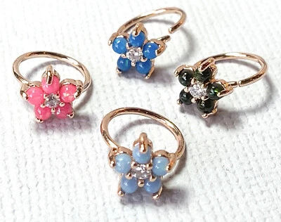 Anillo de aro de oro rosa con flor de ópalo nariz/cartílago torre Daith hélice tragus 1 pieza  Foto 1 de 4