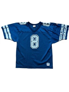 Vintage Dallas Cowboys Jersey Youth XL Blue #8 Troy Aikman 90s Wilson Made USA - Picture 1 of 10