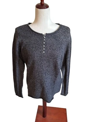 Sundance Women’s PL Homestead Henley Cotton Silk Blend Knit Sweater Heather Gray - Image 1 of 4