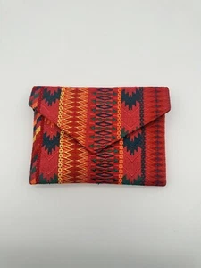 Boho Clutch Geldbörse Maya mexikanischer Stil orange rot mehrfarbig Umhängetasche gewebt - Bild 1 von 10