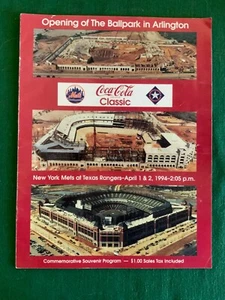 TEXAS RANGERS COMMEMORATIVE SOUVENIR PROGRAM FOR OPENING OF NEW BALLPARK 1994 - Picture 1 of 2