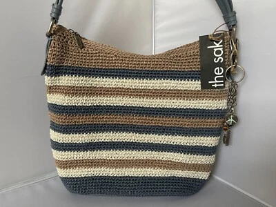 Bolso de mano hobo a rayas ganchillo a mano THE SAK Sequoia talla única beige multi $169 Foto 1 de 4