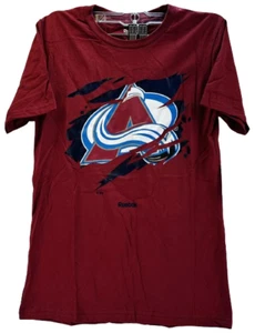 Reebok Youth Colorado Avalanche Ripped Off ShortSleeve Shirt Garnet MEDIUM 10/12 - Picture 1 of 8
