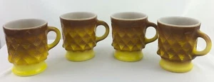 Anchor Hocking Kimberly Mugs Coffee Cups Set of 4 Golden Brown Color USA MAR21 - Picture 1 of 12