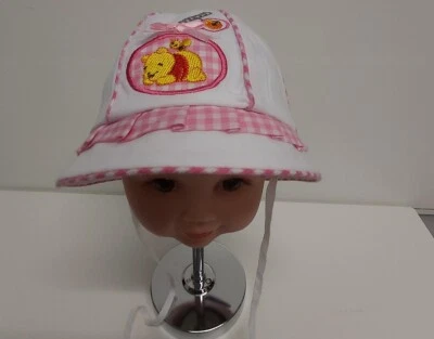 CAPPELLO BABY BIMBA CLOCHE WINNIE THE POOH COTONE BIANCO ROSA MISURA 46 - Immagine 1 di 3