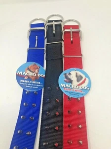 Macho 1 3/4" Double Nylon SPIKED DOG COLLAR Choose Size - Picture 1 of 5