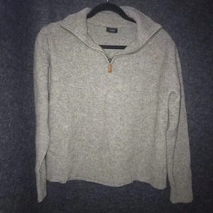 J. CREW Lambs Wool 1/4 Zip Sweater Boys Or Men No Size Tag Fits Small Brown Grey - Picture 1 of 13