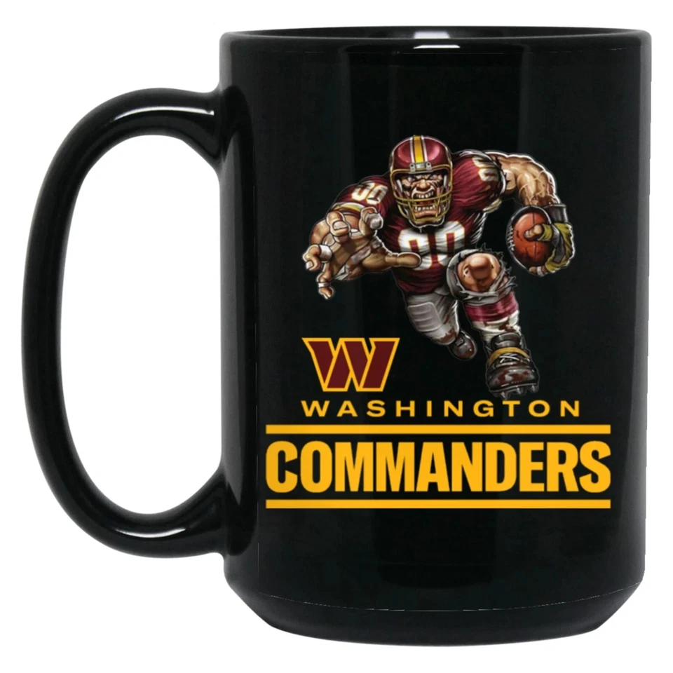 Washington Commanders Player Logo Wordmark Black 15 oz Ceramic Coffee Mug Cup - Image 1 of 3