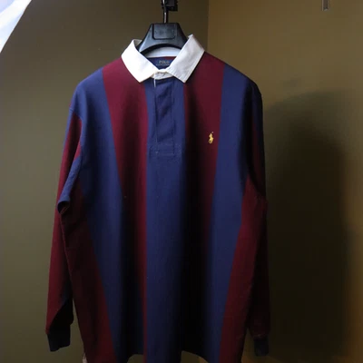 Polo Ralph Lauren Men’s Vertical Striped Rugby Long Sleeve Red & Blue Size: 2XB - Image 1 of 4