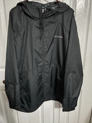Columbia Rain Jacket Womens 3x  Black Omni-Shield Hooded Windbreaker Regular Fit - Image 1 of 4