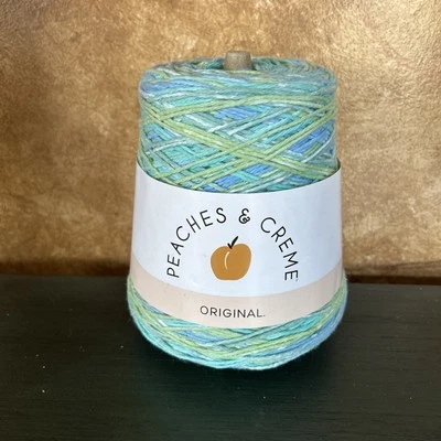 Peaches & Cream 100% Cotton 14oz Yarn Ocean Stripes” Light Greens/Blues New - Image 1 of 2