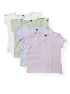 OLD NAVY Assorted Colors Short Sleeve Ribbed Shirt, SET of 4, Girls Large 10/12 - Picture 1 of 10