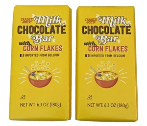 2 Pack Trader Joe’s Milk Chocolate Bar with Corn Flakes Belgian 6.3 oz Each 180g - Picture 1 of 5