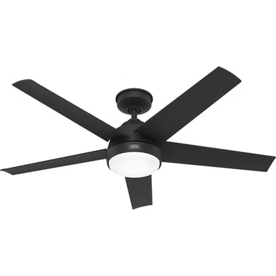 Outdoor Ceiling Fan with Remote Control Marina Black LED Ventilator IP44 - Image 1 of 4