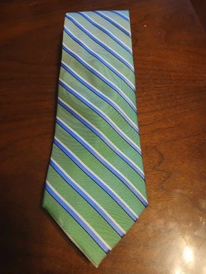 Corbata de seda Izod verde menta con rayas blancas azules 60 largas 3,25 ancho clásico Foto 1 de 2