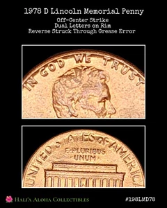 1978 D Lincoln Memorial Cent ~ Off-Center w/Letters on Rim Error ✨FREE SHIPPING✨ - Picture 1 of 5