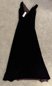 Lauren Ralph Lauren Samt Maxikleid V Schnitt Gr. 6 Dunkellila Ärmellos Neu mit Etikett - Bild 1 von 7