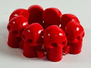 2011 Kreepsville Skelett Totenkopf Halloween blickdicht rot Stretch Armband ÄLTER - Bild 1 von 8