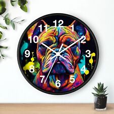 Wall Clock Vibrant Neon Boxer Dog W/ Silent Hand Mechanism