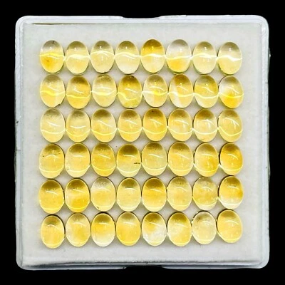 50 Pcs Natural Citrine 8x6mm Oval Cabochon Loose Gemstones Wholesale Lot - Image 1 of 4