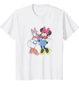 Size 2T Kids Disney Mickey And Friends Minnie & Daisy White T-shirt 100% Cotton - Picture 1 of 3