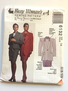 McCalls 6132 Misses gefütterte Jacke in zwei Längen, Oberteil und gefütterter Rock Größe 14 - Bild 1 von 3