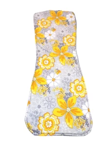 Handmade Baby Burp Cloth Yellow Gray Flowers Contoured - Picture 1 of 3