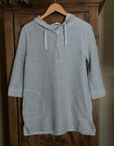 Soft Surroundings Women’s Medium Cozumel Henley Sweater Blue 3/4 Sleeve Hooded - Picture 1 of 11