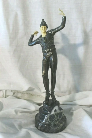 Art Deco Sculpture   Ballet Dancer   Style of Chiparus  white metal marble base Cover