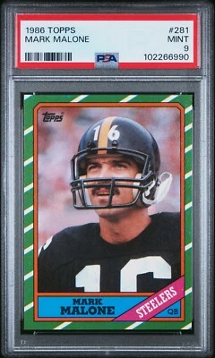 1986 TOPPS #281 MARK MALONE PSA 9 MINT POP 66 ONLY 33 HIGHER PITTSBURGH STEELERS - Image 1 of 2
