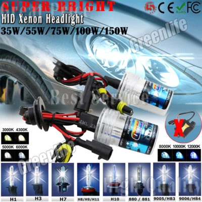 35W/55W/75W/100W/150W HID Xenon Replacement 2pcs Bulbs for Headlight Lamps Light - Image 1 of 4