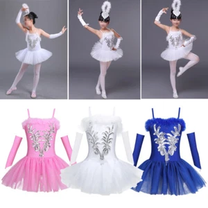Kids Girls Ballet Dance Leotard Tutu Dress Ballerina Swan Fairy Dancing AU - Picture 1 of 38