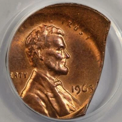 1965 ANACS MS63 30% Off Center On Straight Clip Lincoln Cent Mint Error Rare - Image 1 of 4