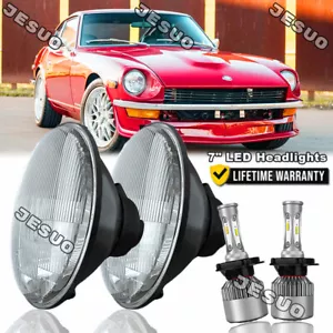 PAIR 7" inch Round LED Headlights High/Low Beam For Datsun 240Z/260Z/280Z/280ZX - Picture 1 of 17