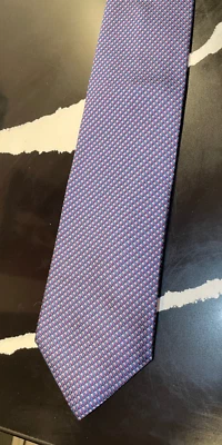 HERMOSO JACQUARD DE COLECCIÓN. Corbata PIERRE BALMAIN AZUL MICRO RAYAS MORADO 100% SEDA Italia Foto 1 de 4