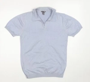 H&M Womens Blue Collared Cotton Blend Jumper Size M - Picture 1 of 10
