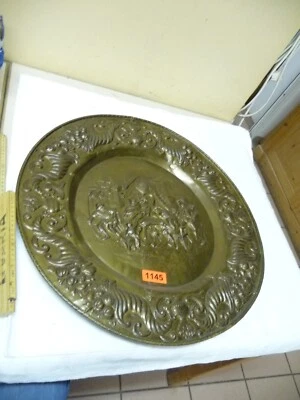 1145.   Alte Wand Teller Messing  Relief Tablett Deko Teller - Bild 1 von 4