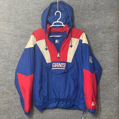 Starter NFL New York Giants Pullover Anorak Jacket XL Blue Red White Kangaroo - Image 1 of 4