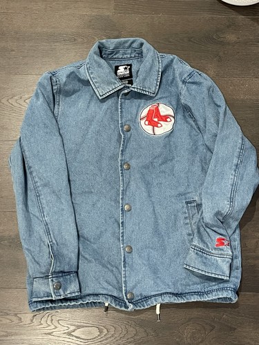 Giacca Coach Starter Black Label MLB Boston Red Sox Denim Ricamata Uomo M