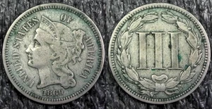 1869 3-Cent Nickel Three-Cent Coin Inv#Z653 - Picture 1 of 3
