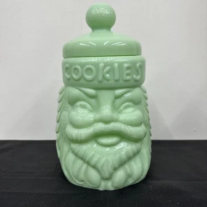 Cracker Barrel Jadeit Glas Weihnachtsmann Keksdose 11,5" hellgrün mint - Bild 1 von 15
