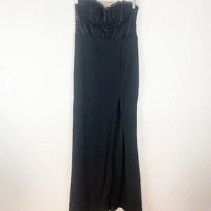 Lulus Dress Womens XL Sultry Persona Maxi Dress Lace Bustier Slit Strapless New - Picture 1 of 9