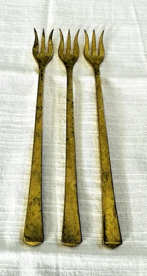VTG Dirilyte Dirigold Empress Seafood Forks Set of 3 Brass Alloy Devil Pitchfork - Image 1 of 4
