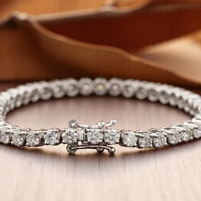 Brazalete Tenis Forever Sparkle Corte Redondo 7.50Ct Oro Blanco 14K Foto 1 de 4