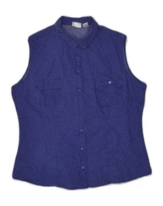 LEE Womens Riders Sleeveless Shirt Blouse UK 16 Large Blue Spotted Cotton AM07 - Picture 1 of 3