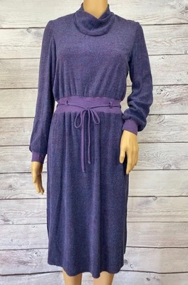 Vestido De Colección COCO California Talla 10 Terry Cloth Mod Púrpura Azul Cuello Simulado Años 60 U3 Foto 1 de 4