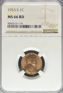 1953-S Lincoln Cent MS66RD NGC (#PA4860516174) - Picture 1 of 2