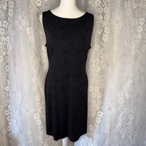 VTG Casual Corner Black Pattern Clash Shift Sheath Dress Size X Large 38 Bust - Picture 1 of 23