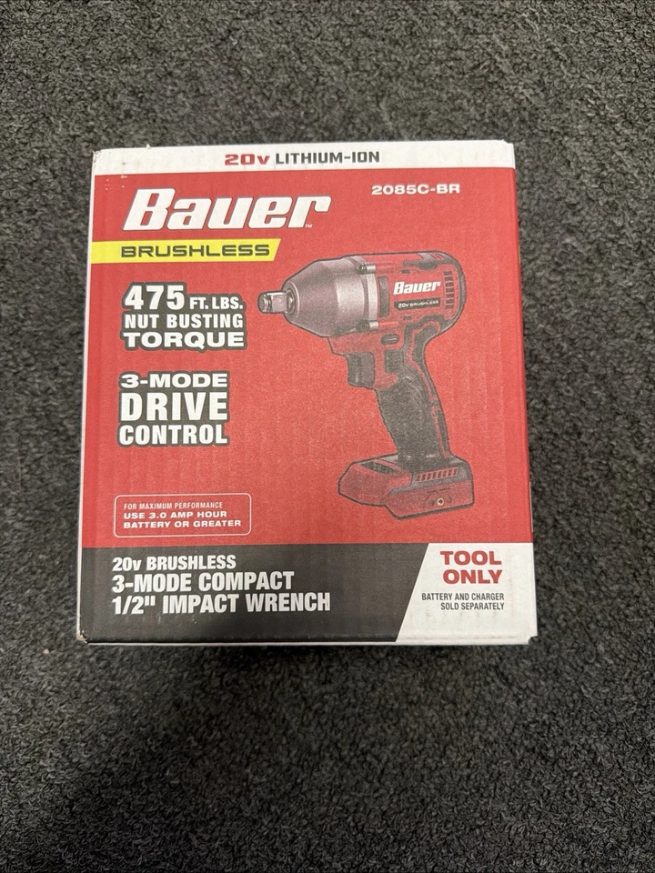 Bauer 20V 1/2” Impact Wrench- Tool Only 2085c-br FREE SHIPPING - Image 1 of 1
