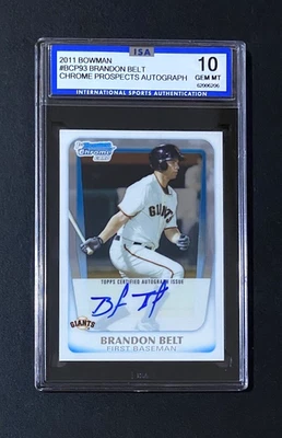 BRANDON BELT ISA 10 GMA Cromo Novato Autógrafo Certificado - GEMA COMO NUEVO Foto 1 de 2